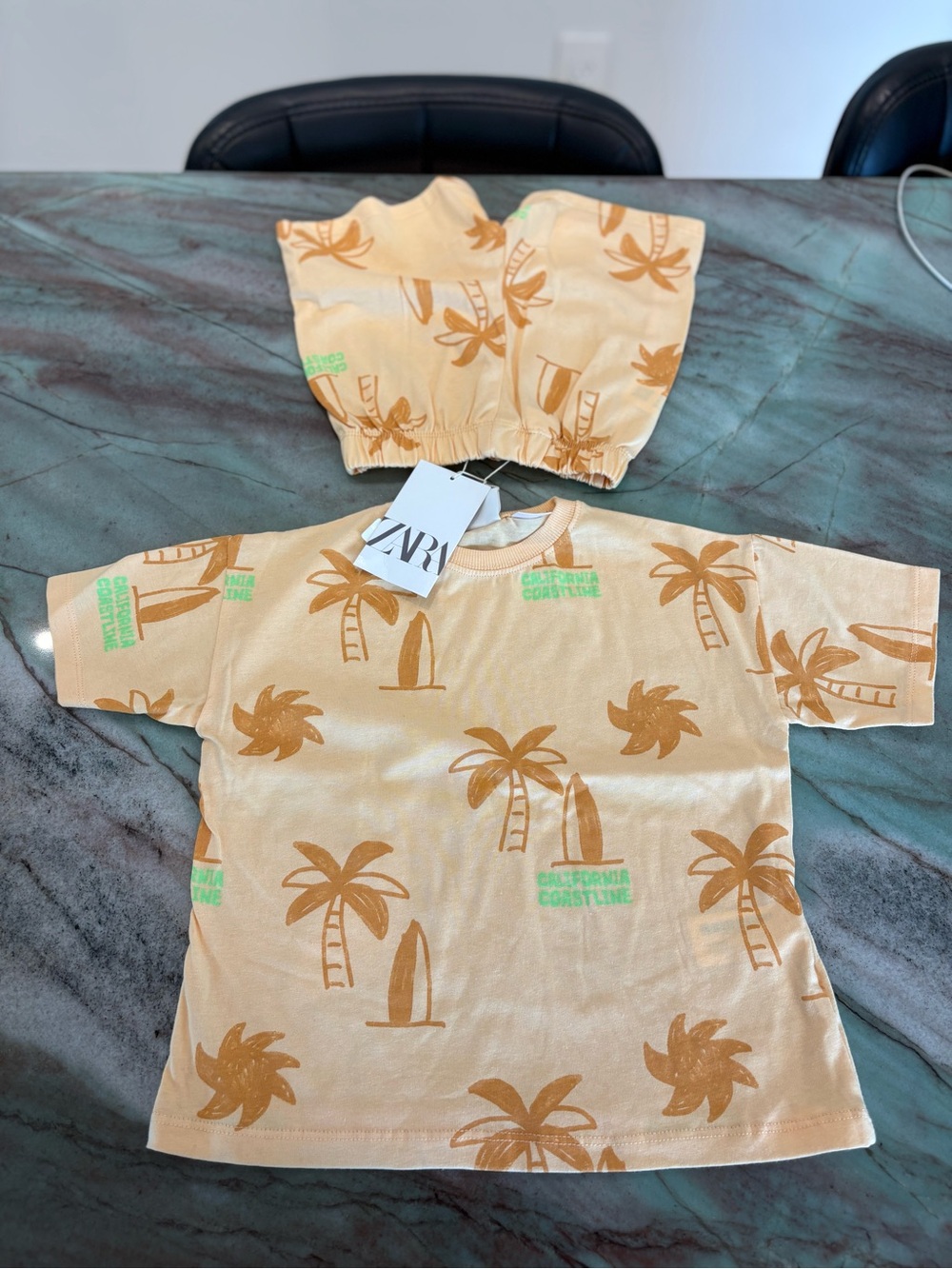 Zara Peach Palm Tree Tee with Matching Bucket Hat